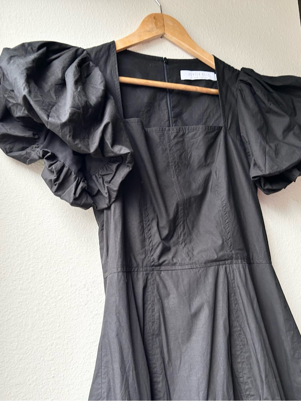 Hunter Bell Cassidy Puff Sleeve Midi Cocktail Dress in Black Sz 6 - Picture 6 of 15